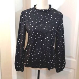 Shein Black Heart Print Blouse